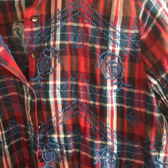 SALE XS Free People Magical Plaid oversized shirt - Picture 6 of 8